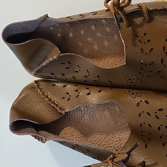 Fantini Soft Supple Leather Tan Brown Moccasin Lazer Cut Driving Shoe - Picture 6 of 11